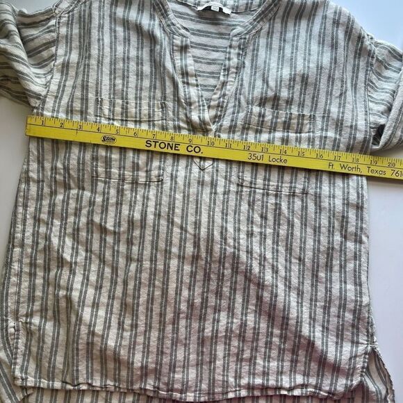 Madewell Dylan Gray Green and White Striped Blouse, Size XXS - Picture 5 of 11